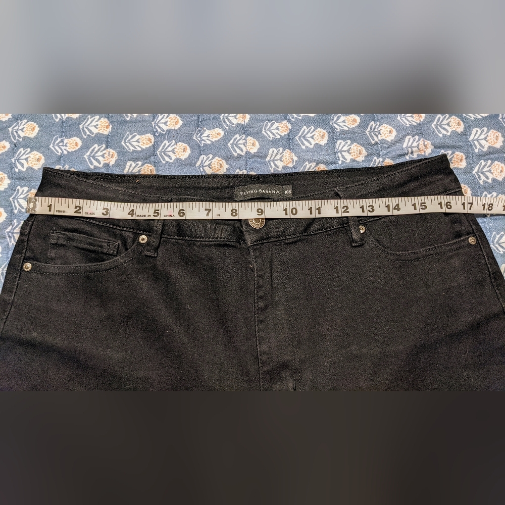 Flying Banana Black High Waist Bootcut Flare Stretch Jeans sz 16 Short - Picture 6 of 14